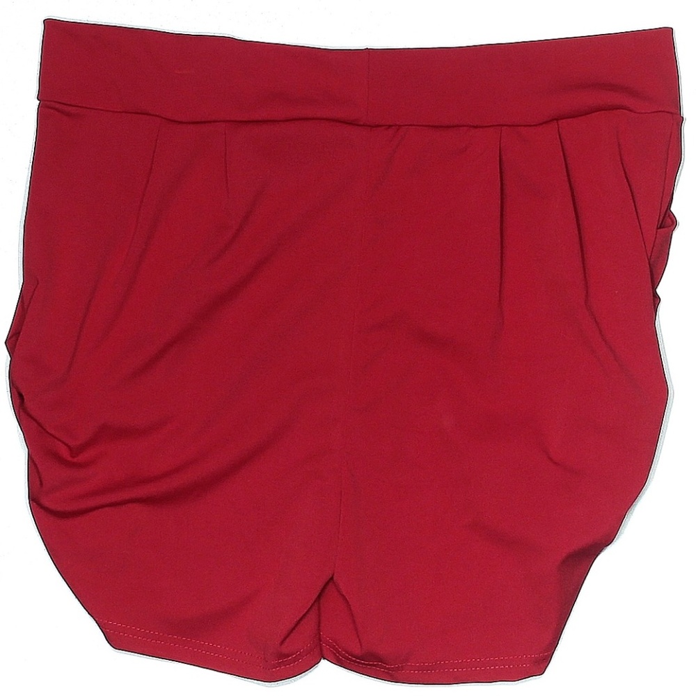 Ruby Red Ruched Trouser Shorts - Picture 2 of 7
